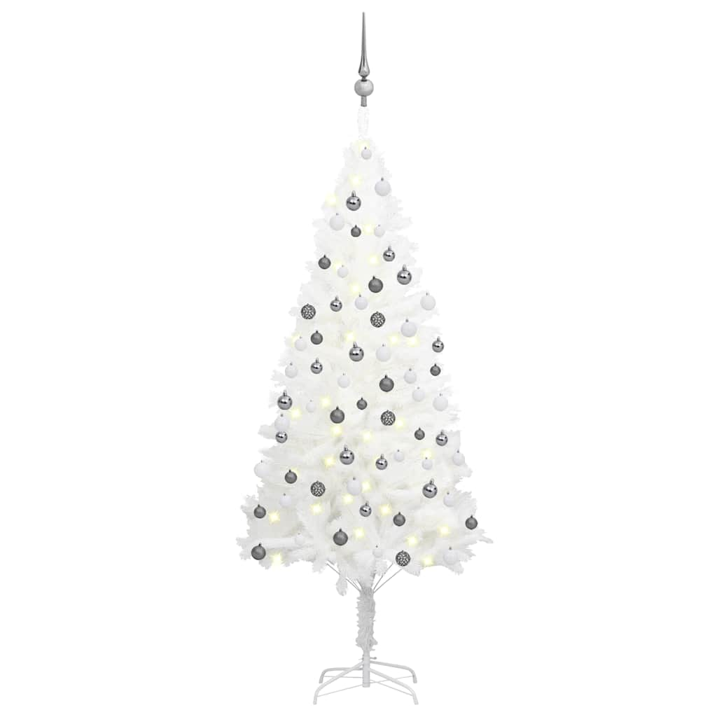 vidaXL Artificial Pre-lit Christmas Tree with Ball Set White 150 cm