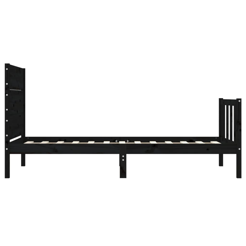 vidaXL Bed Frame without Mattress Black Single Solid Wood Pine