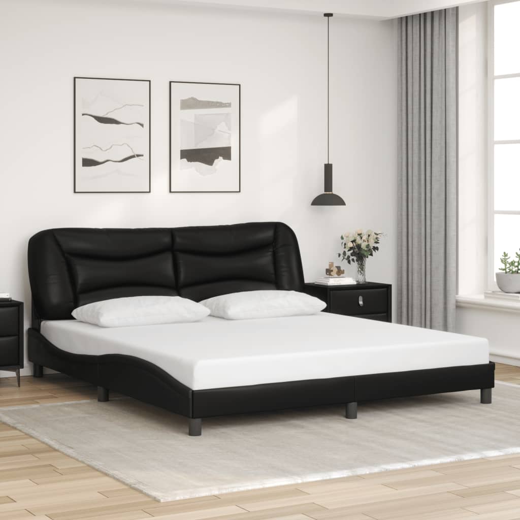 vidaXL Bed Frame with LED without Mattress Black 180x200 cm Super King