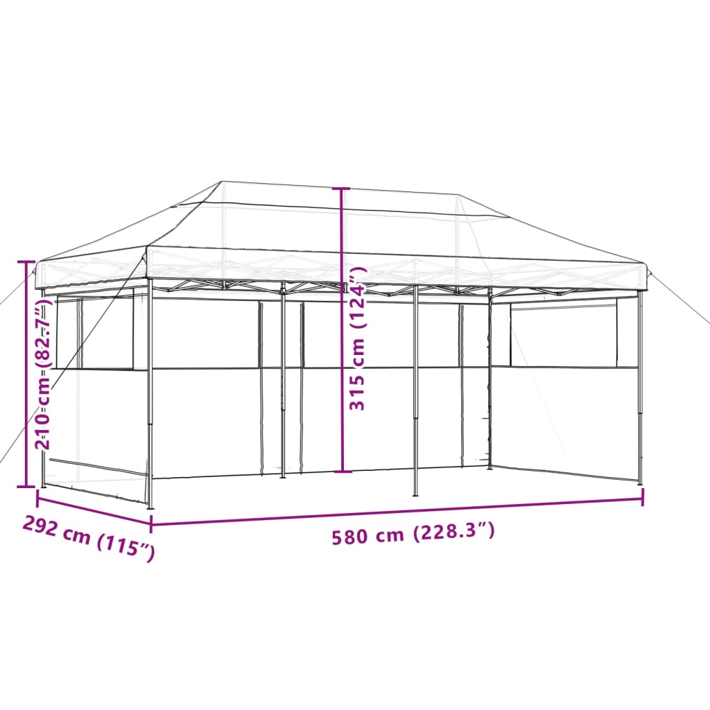 vidaXL Foldable Party Tent Pop-Up with 3 Sidewalls Beige