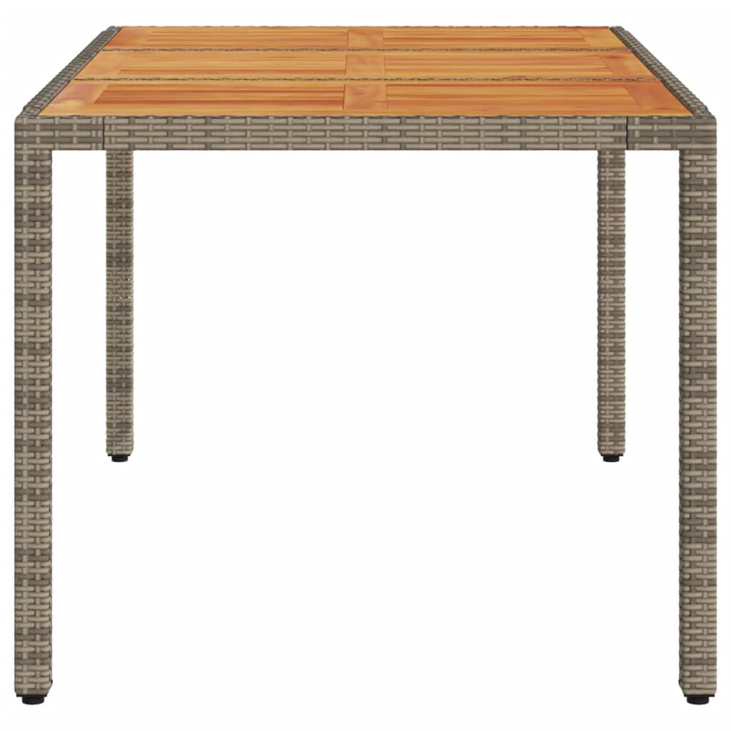 vidaXL Garden Table 150x90x75 cm Acacia Wood and Poly Rattan Grey