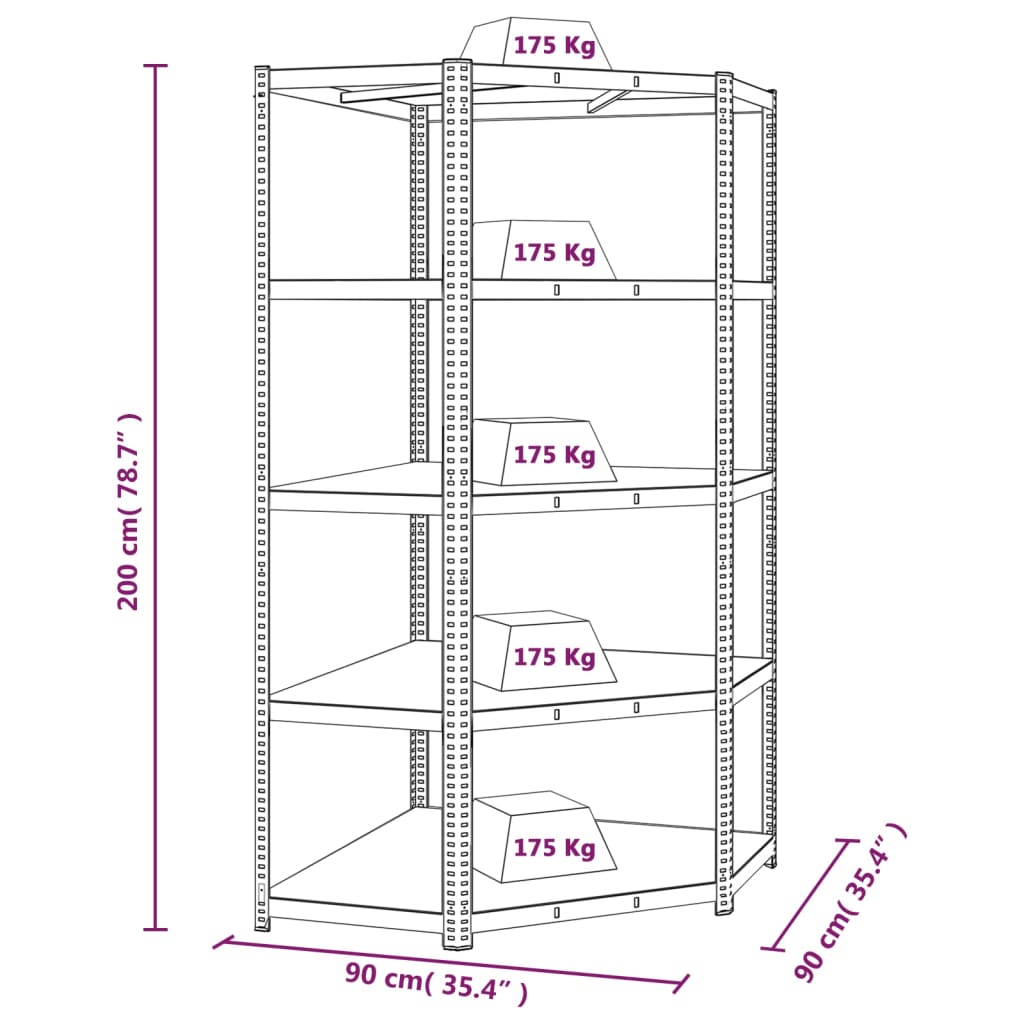 vidaXL 5-Layer Shelves 5 pcs Silver Steel&Engineered Wood