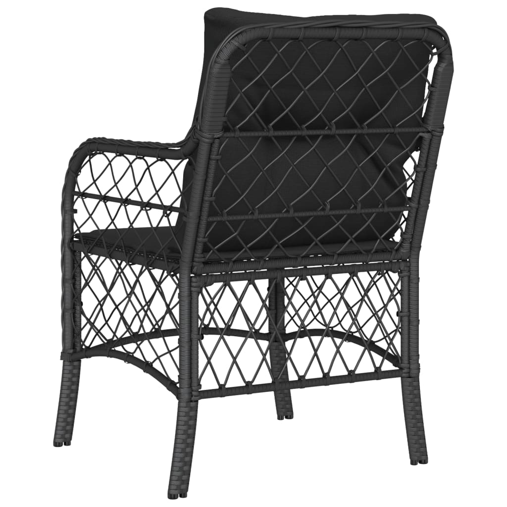 vidaXL Garden Chairs with Cushions 2 pcs Black Poly Rattan