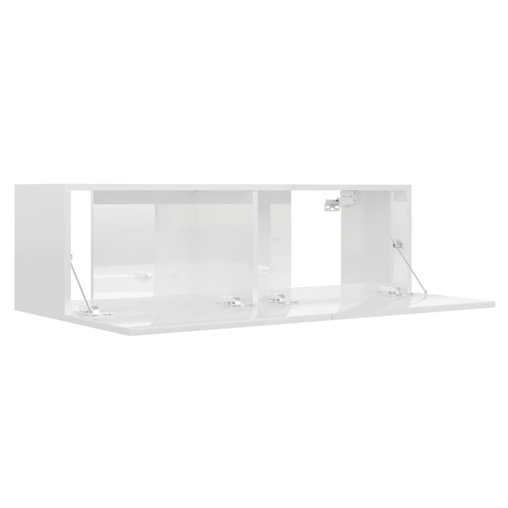 vidaXL 3 Piece TV Cabinet Set High Gloss White Engineered Wood