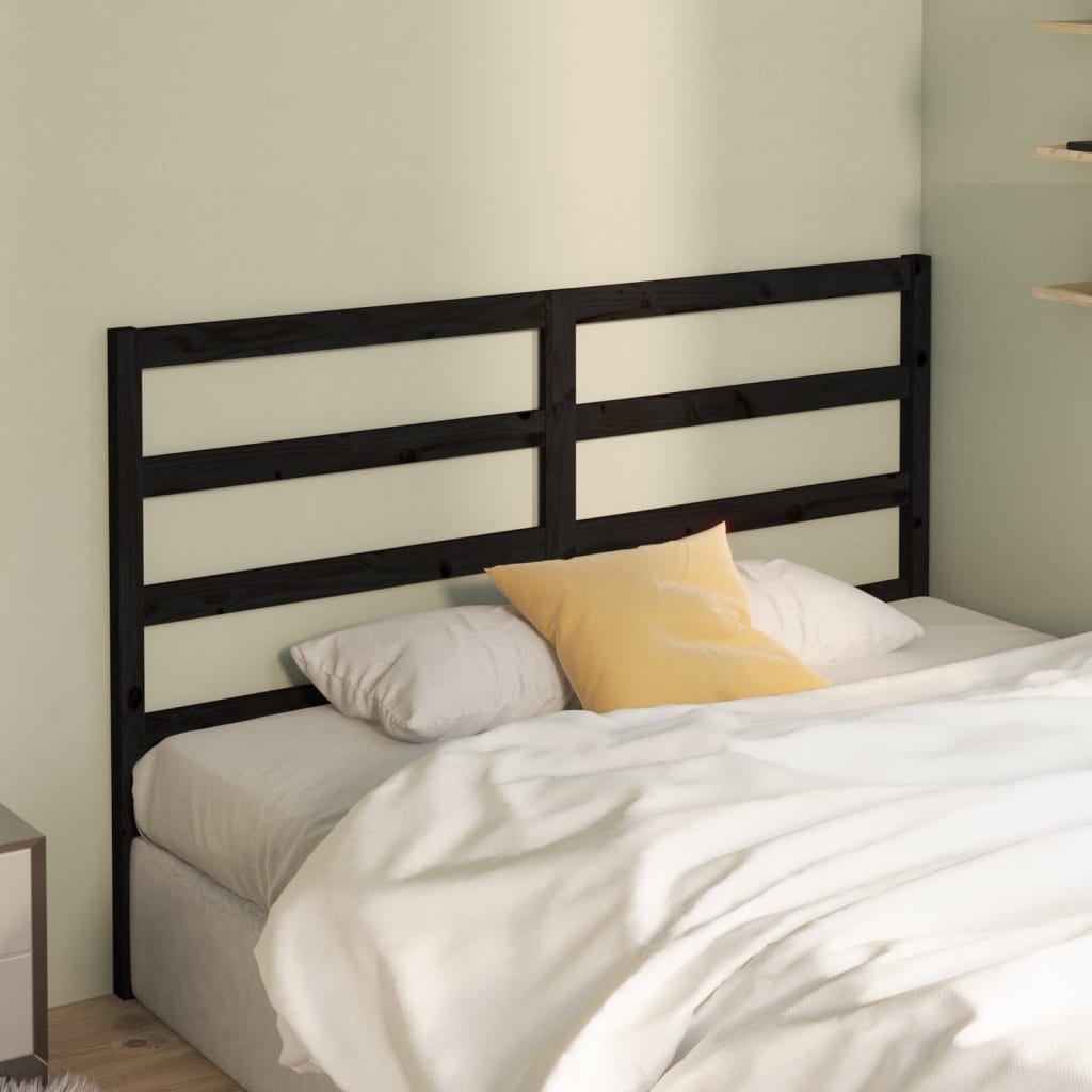 vidaXL Bed Headboard Black 156x4x100 cm Solid Wood Pine