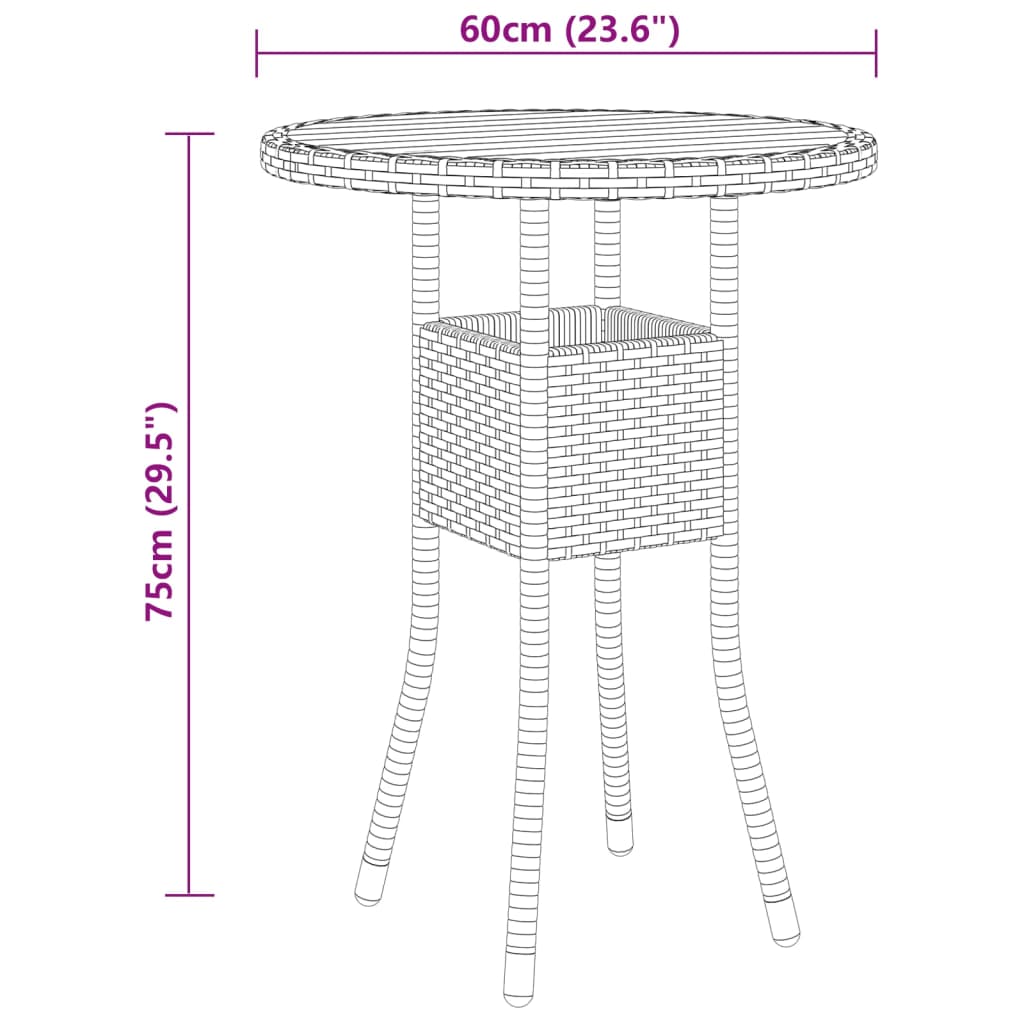 vidaXL 3 Piece Garden Dining Set Poly Rattan Black