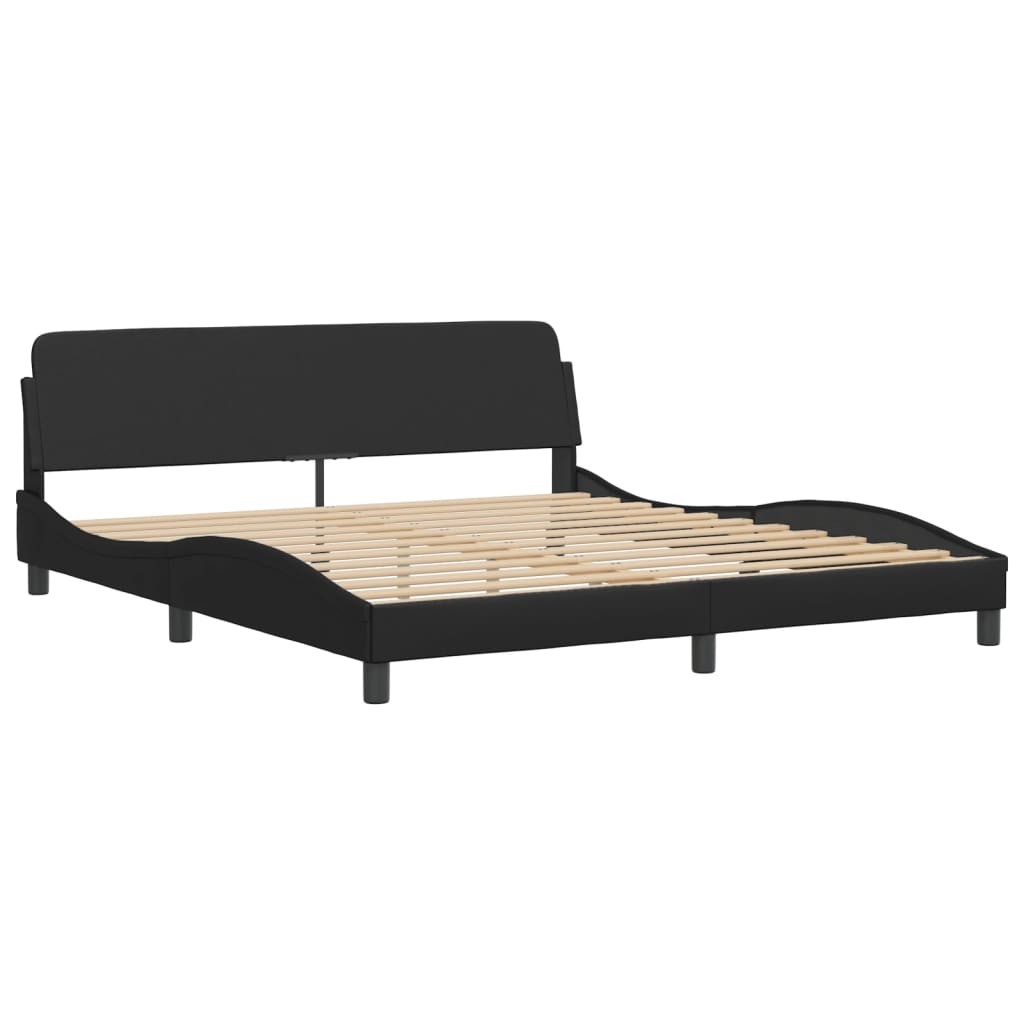 vidaXL Bed Frame without Mattress Black 180x200 cm Super King Faux Leather