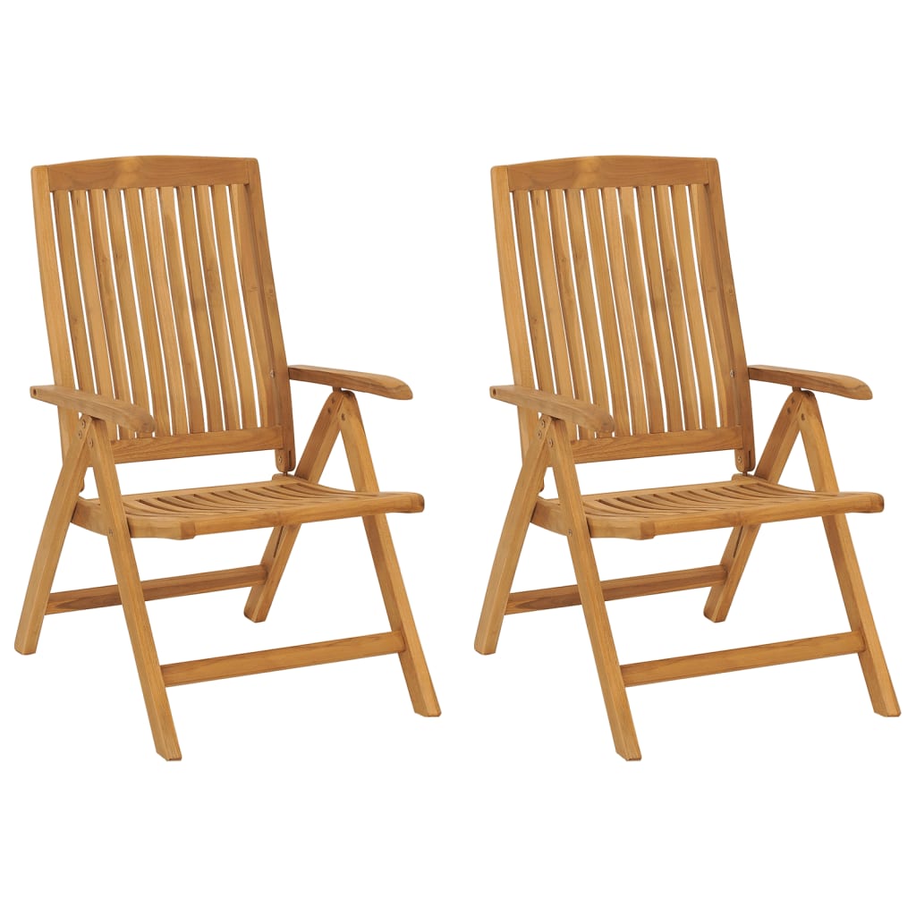 vidaXL Reclining Garden Chairs with Cushions 2 pcs Solid Wood Teak