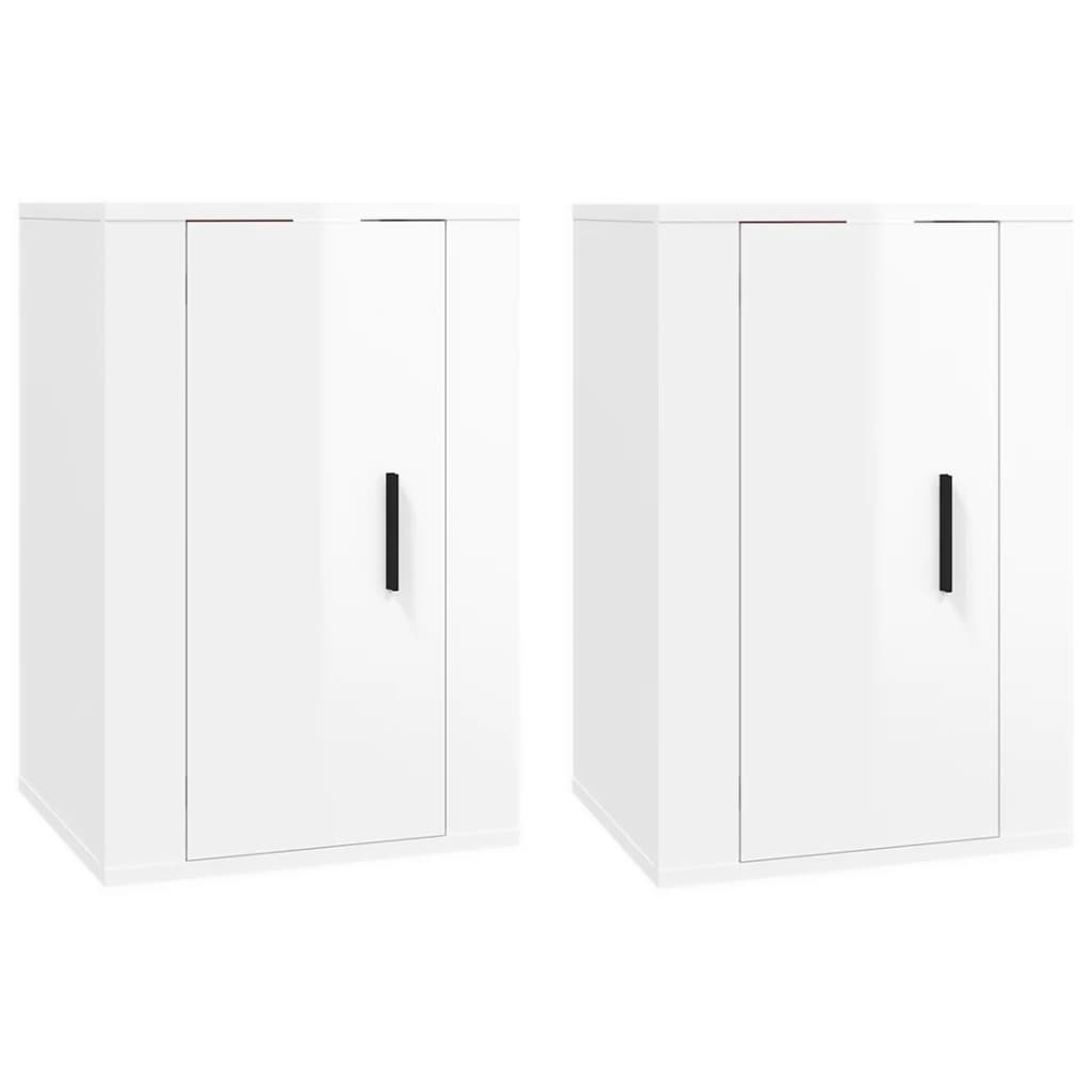 vidaXL Wall Mounted TV Cabinets 2 pcs High Gloss White 40x34.5x60 cm