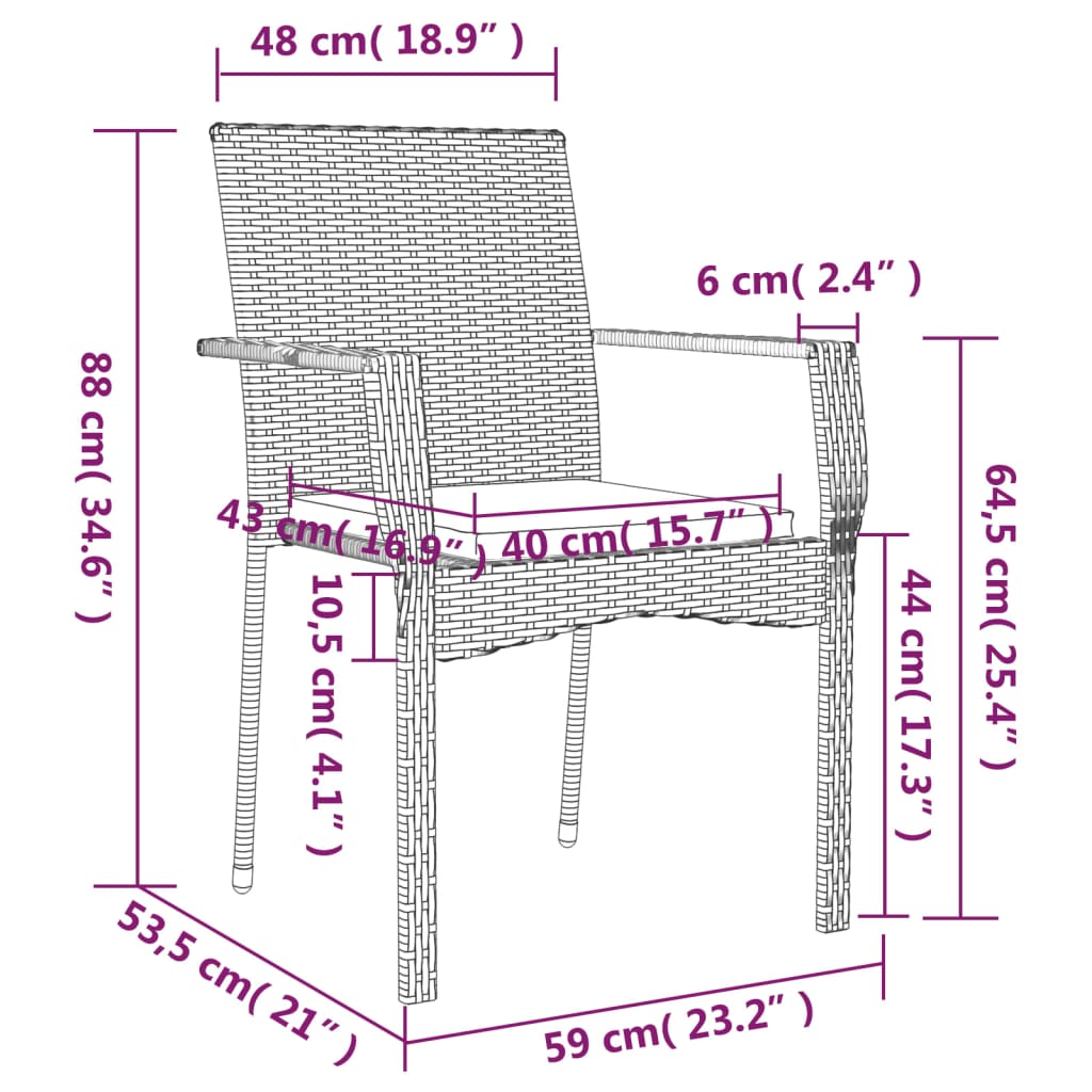 vidaXL 5 Piece Garden Dining Set with Cushions Black and Grey Poly Rattan