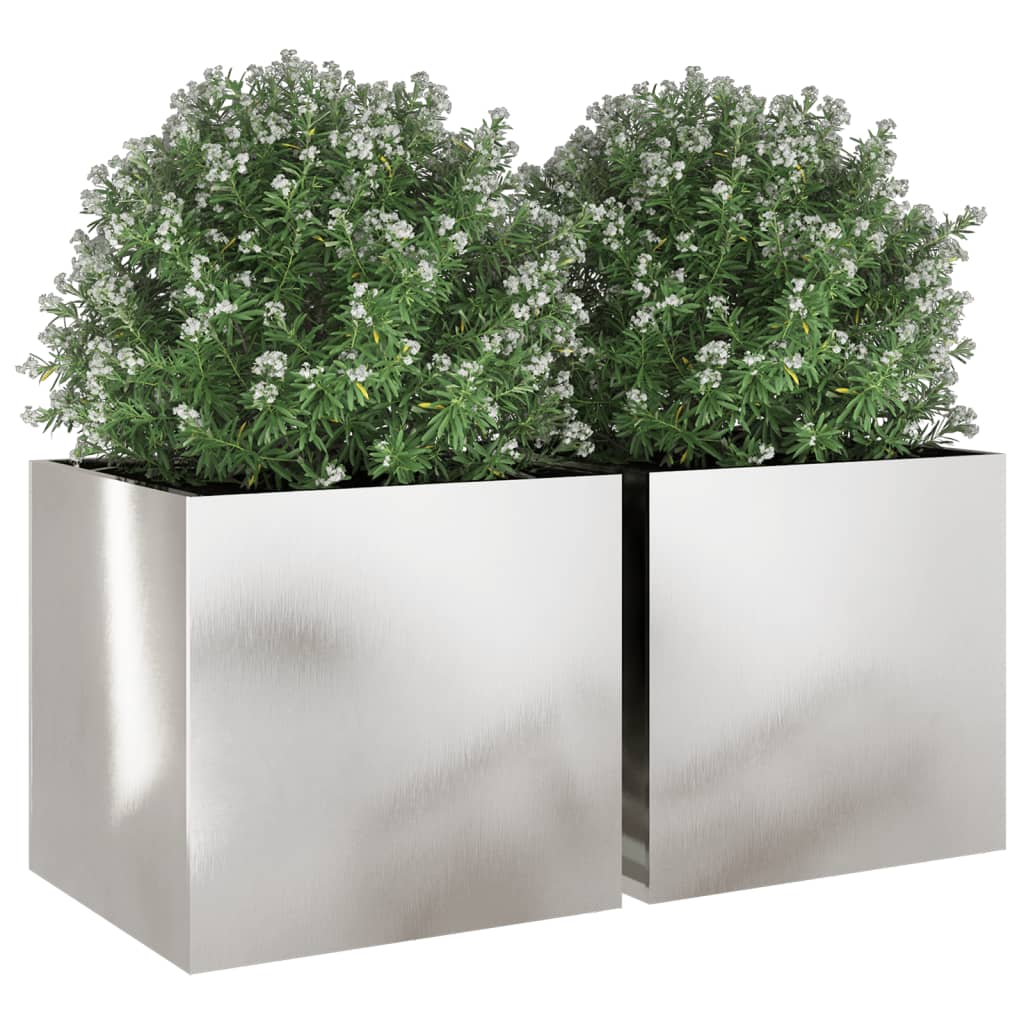 vidaXL Planters 2 pcs Silver 49x47x46 cm Stainless Steel