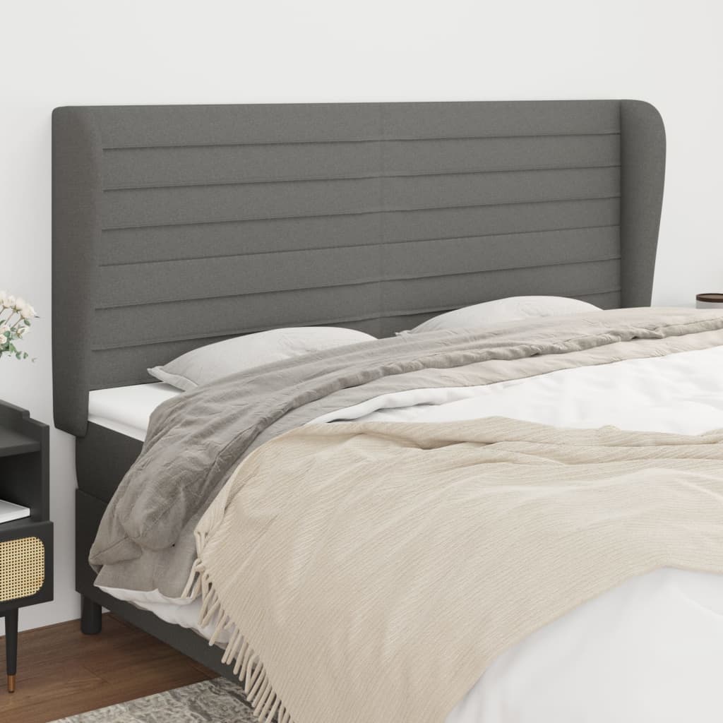 vidaXL Headboard with Ears Dark Grey 203 cm Fabric