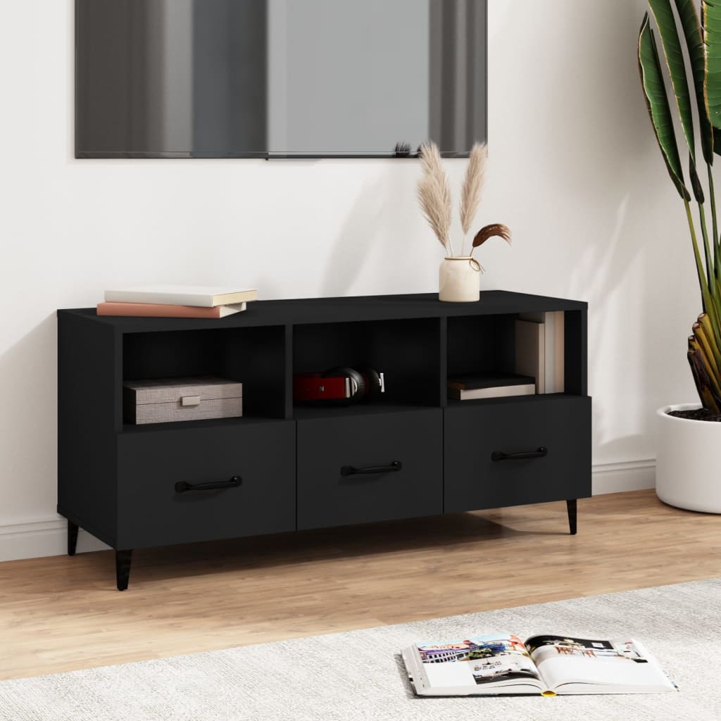 vidaXL TV Cabinet Black 102x35x50 cm Engineered Wood