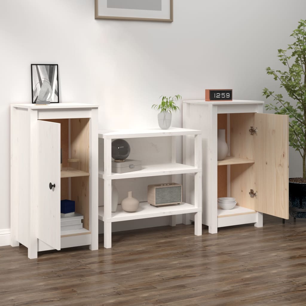 vidaXL Sideboards 2 pcs White 39x35x80 cm Solid Wood Pine