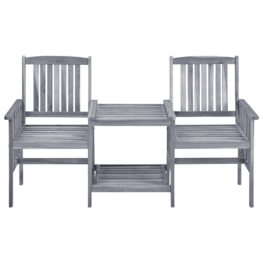 vidaXL Garden Chairs with Tea Table and Cushions Solid Acacia Wood