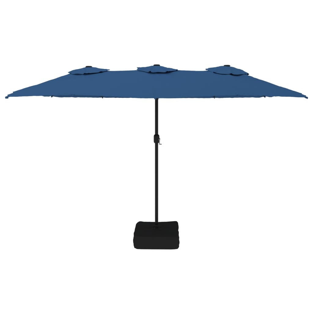 vidaXL Double-Head Garden Parasol with LEDs Azure Blue 449x245 cm