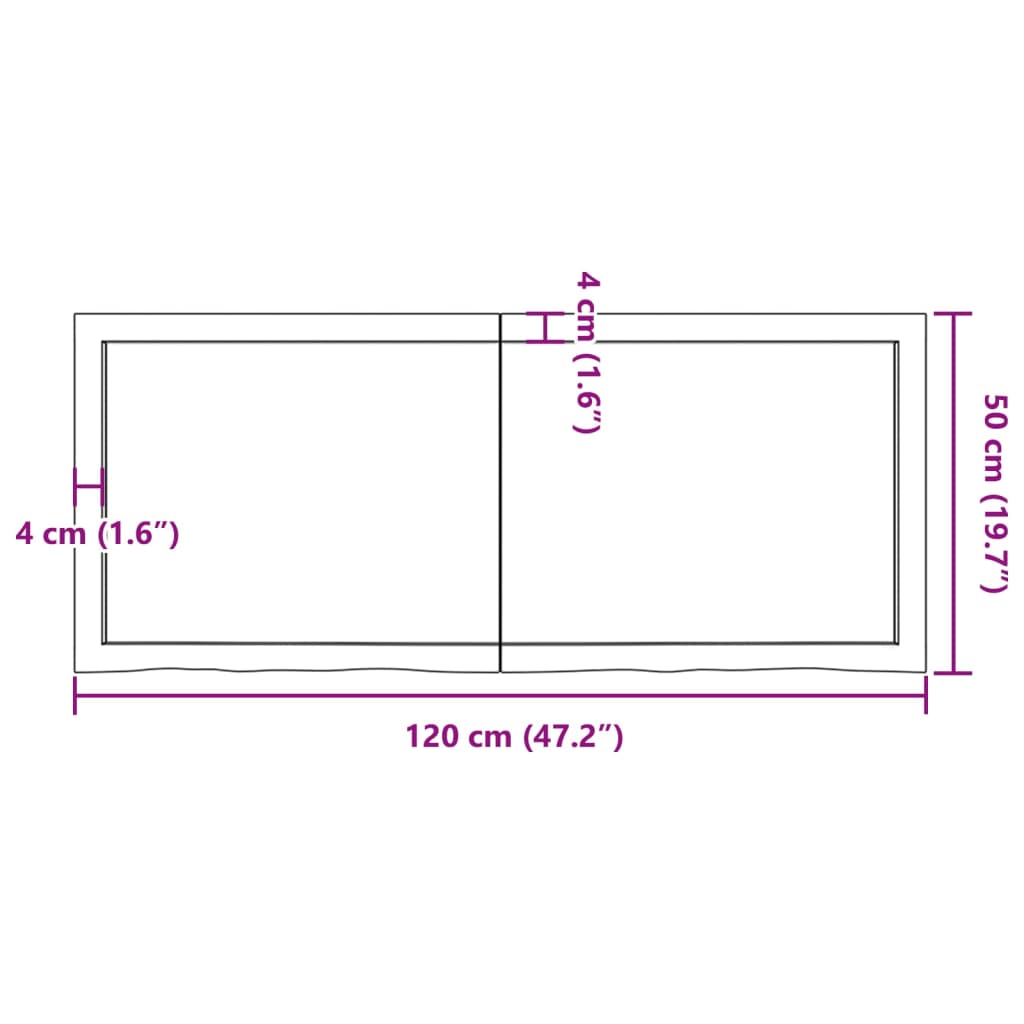 vidaXL Bathroom Countertop Dark Brown 120x50x(2-4) cm Treated Solid Wood