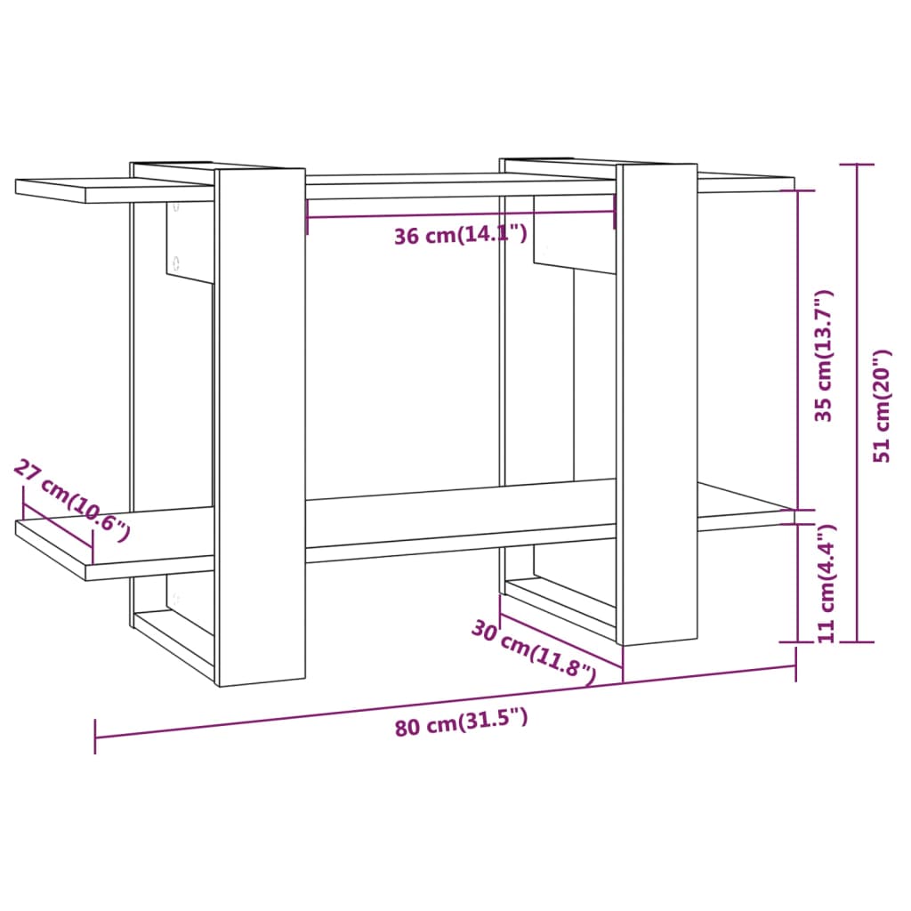 vidaXL Book Cabinet/Room Divider Sonoma Oak 80x30x51 cm