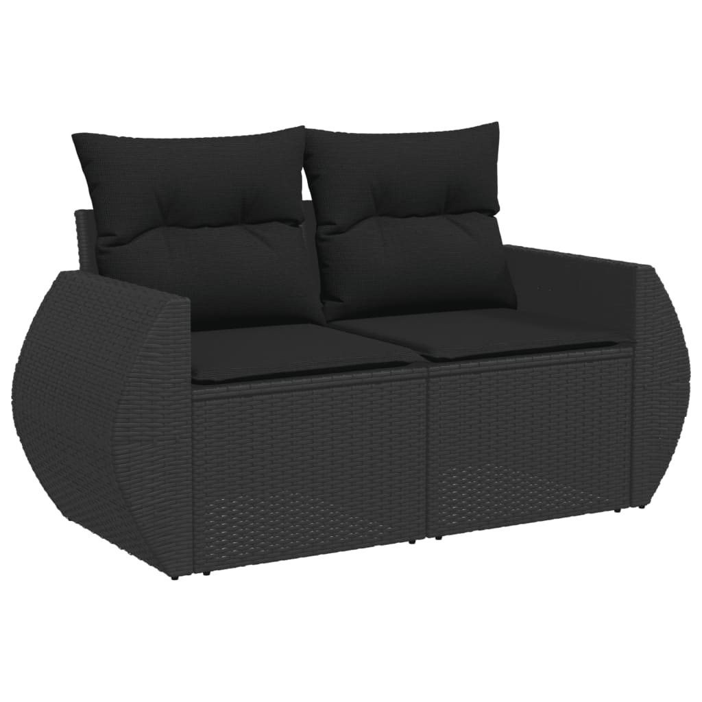 vidaXL 8 Piece Garden Sofa Set with Cushions Black Poly Rattan