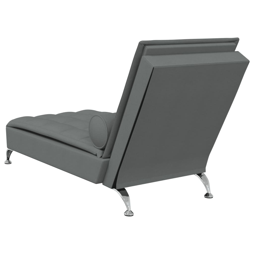 vidaXL Massage Chaise Lounge with Bolster Dark Grey Fabric