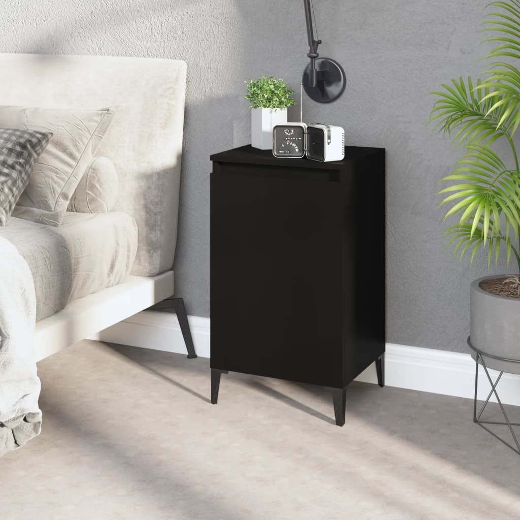 vidaXL Bedside Cabinet Black 40x35x70 cm Engineered Wood