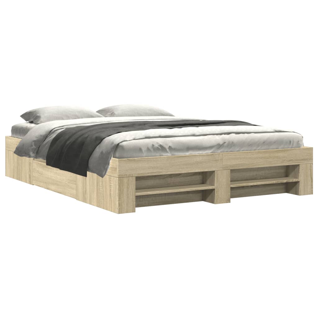 vidaXL Bed Frame without Mattress Sonoma Oak 150x200 cm King Size Engineered Wood