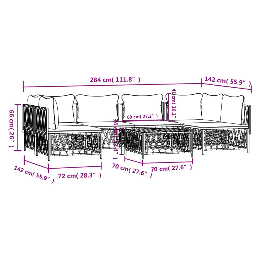 vidaXL 7 Piece Garden Lounge Set with Cushions Anthracite Steel