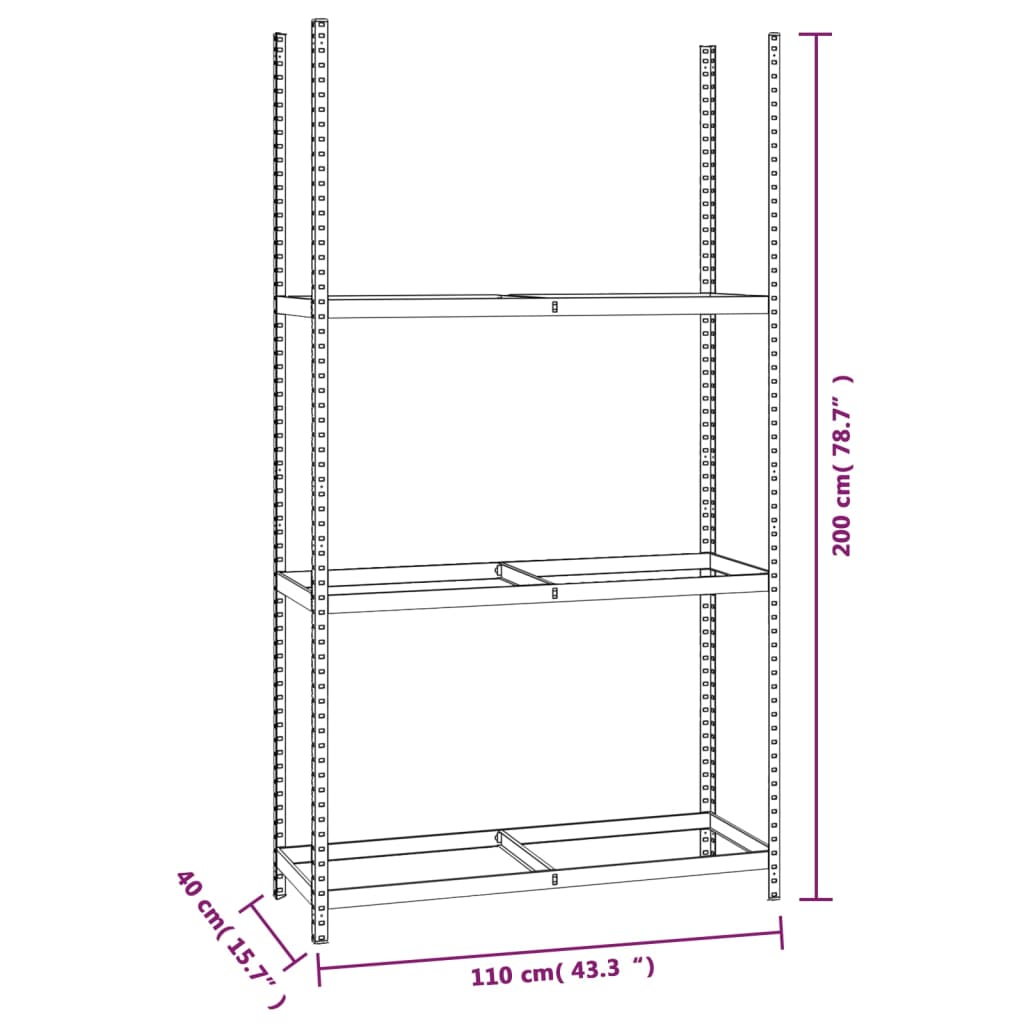 vidaXL 3-Layer Tire Rack Silver 110x40x200 cm Steel