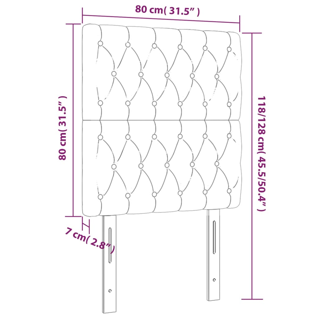 vidaXL LED Headboard Dark Grey 80 cm Fabric