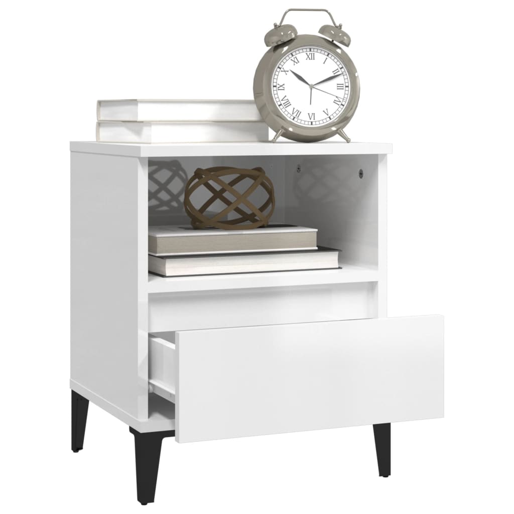 vidaXL Bedside Cabinet High Gloss White 40x35x50 cm