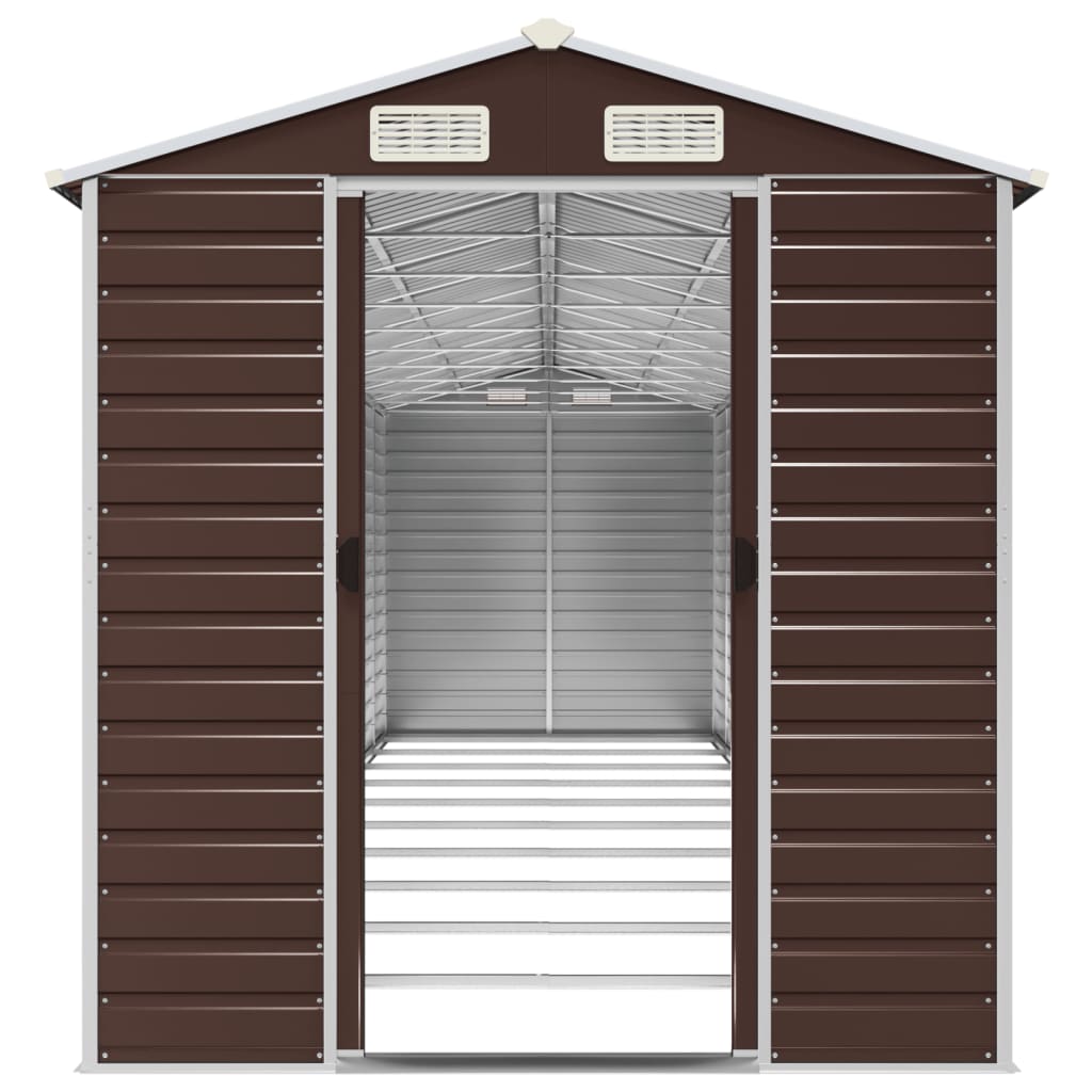 vidaXL Garden Shed Brown 191x895x198 cm Galvanised Steel