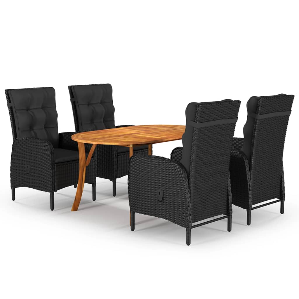 vidaXL 5 Piece Garden Dining Set Black