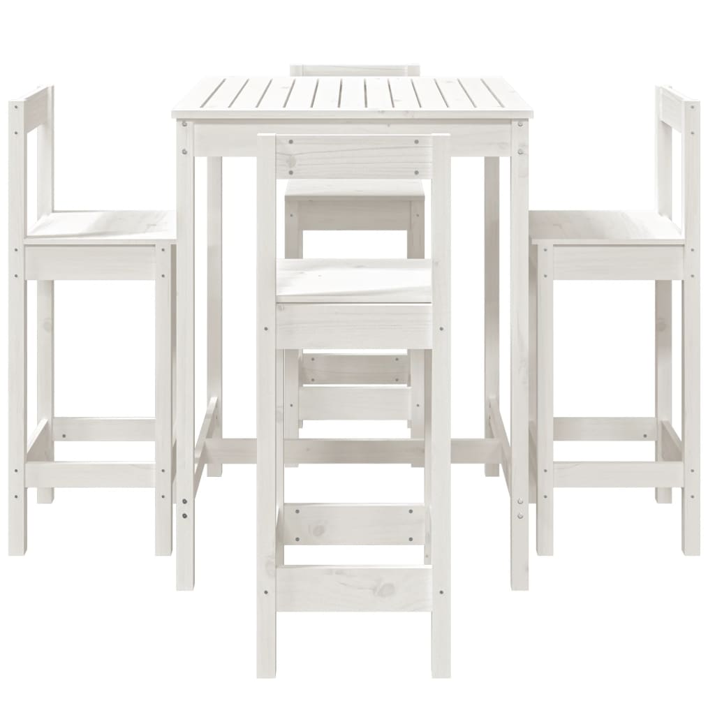 vidaXL 5 Piece Garden Bar Set White Solid Wood Pine