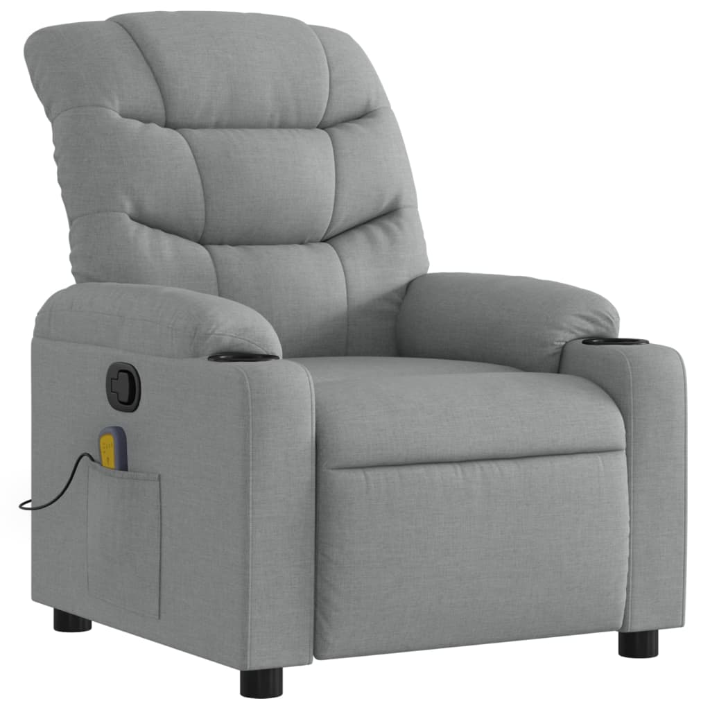 vidaXL Massage Recliner Chair Light Grey Fabric