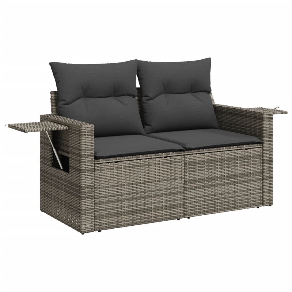 vidaXL 8 Piece Garden Sofa Set with Cushions Grey Poly Rattan