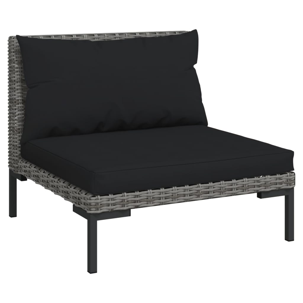 vidaXL 8 Piece Garden Lounge Set with Cushions Poly Rattan Dark Grey