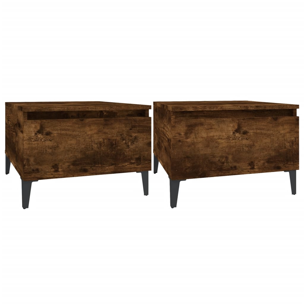 vidaXL Side Tables 2 pcs Smoked Oak 50x46x35 cm Engineered Wood