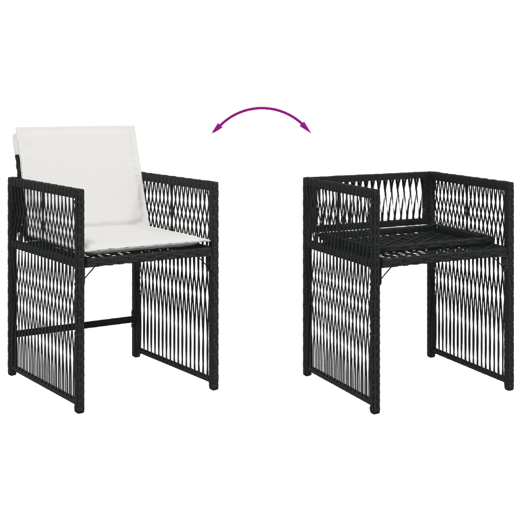 vidaXL 11 Piece Garden Dining Set with Cushions Black Poly Rattan