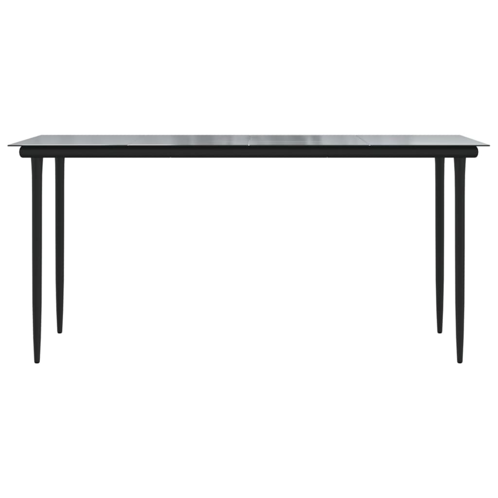 vidaXL Garden Dining Table Black 160x80x74cm Steel and Tempered Glass