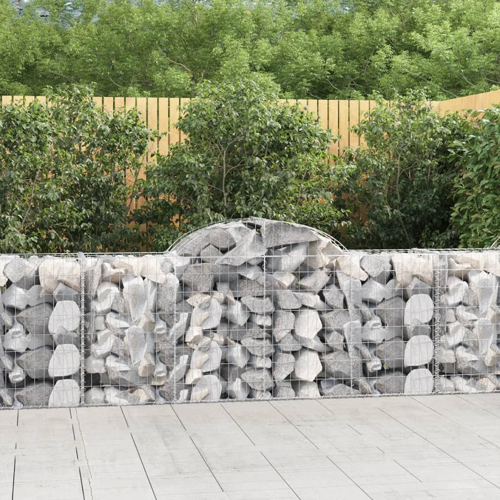 vidaXL Arched Gabion Baskets 4 pcs 200x50x80/100 cm Galvanised Iron