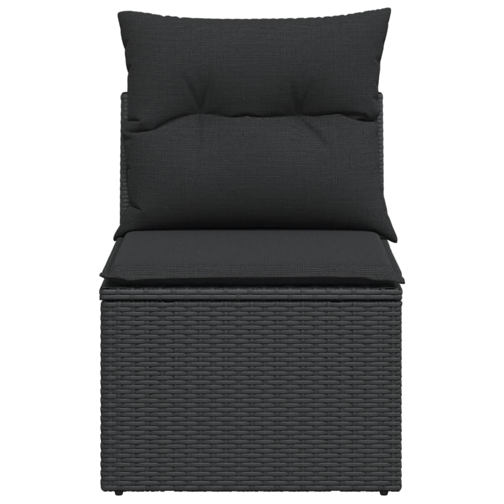 vidaXL Garden Chair Armless with Cushions Black Poly Rattan