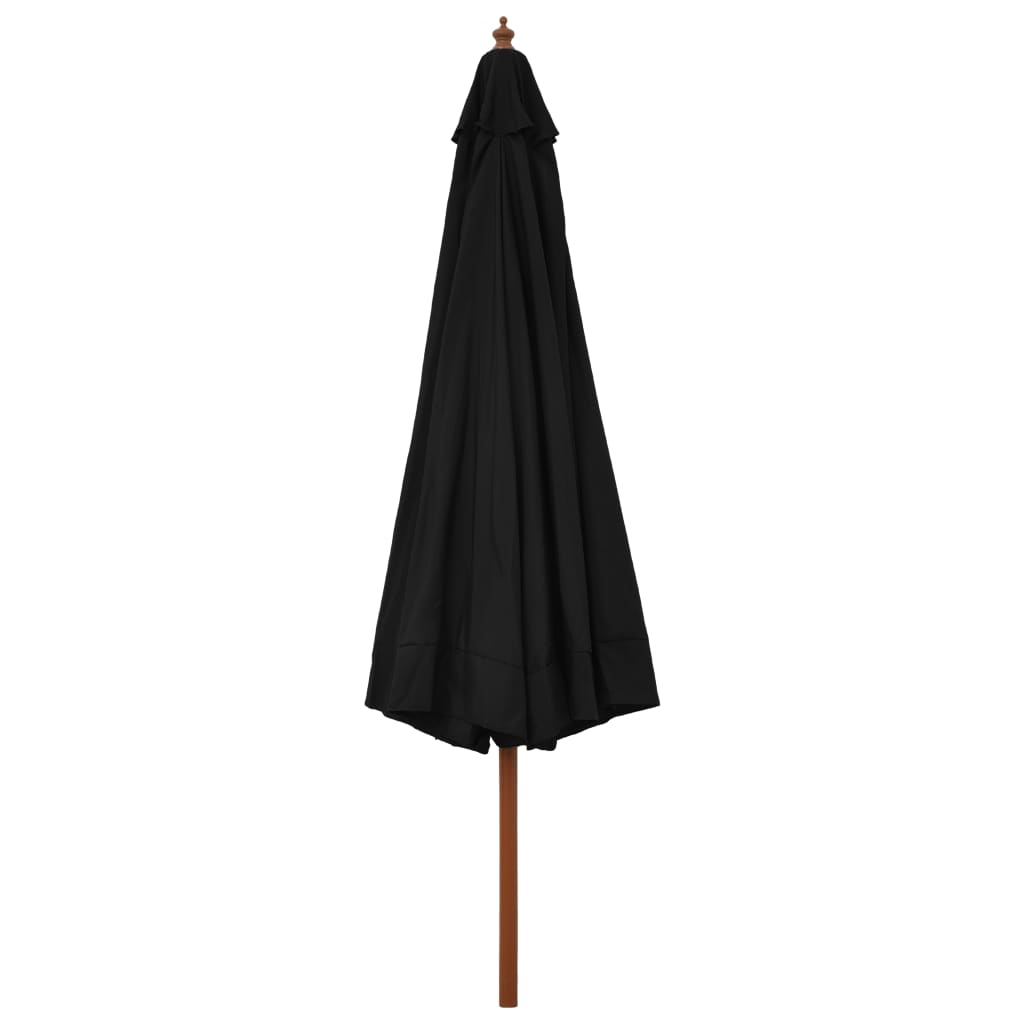 vidaXL Garden Parasol with Wooden Pole 330 cm Black