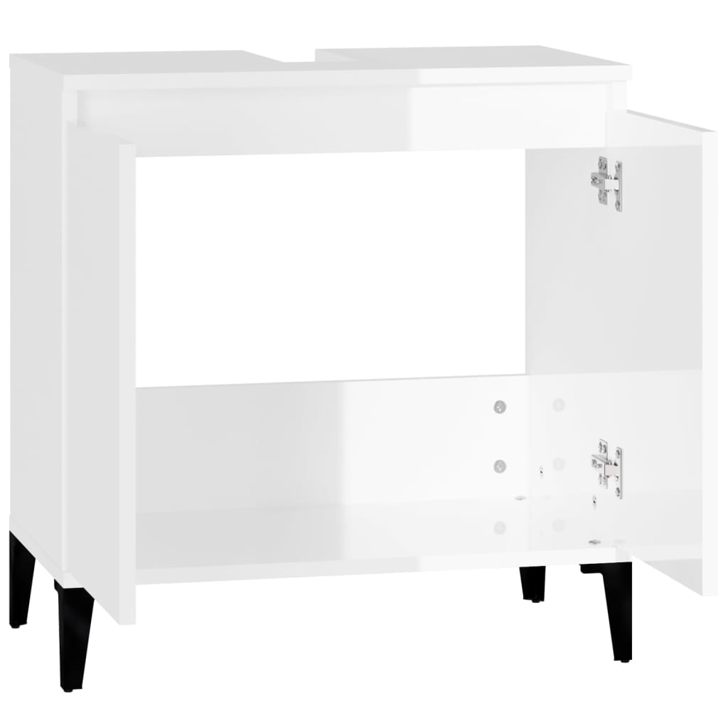 vidaXL Sink Cabinet High Gloss White 58x33x60 cm Engineered Wood