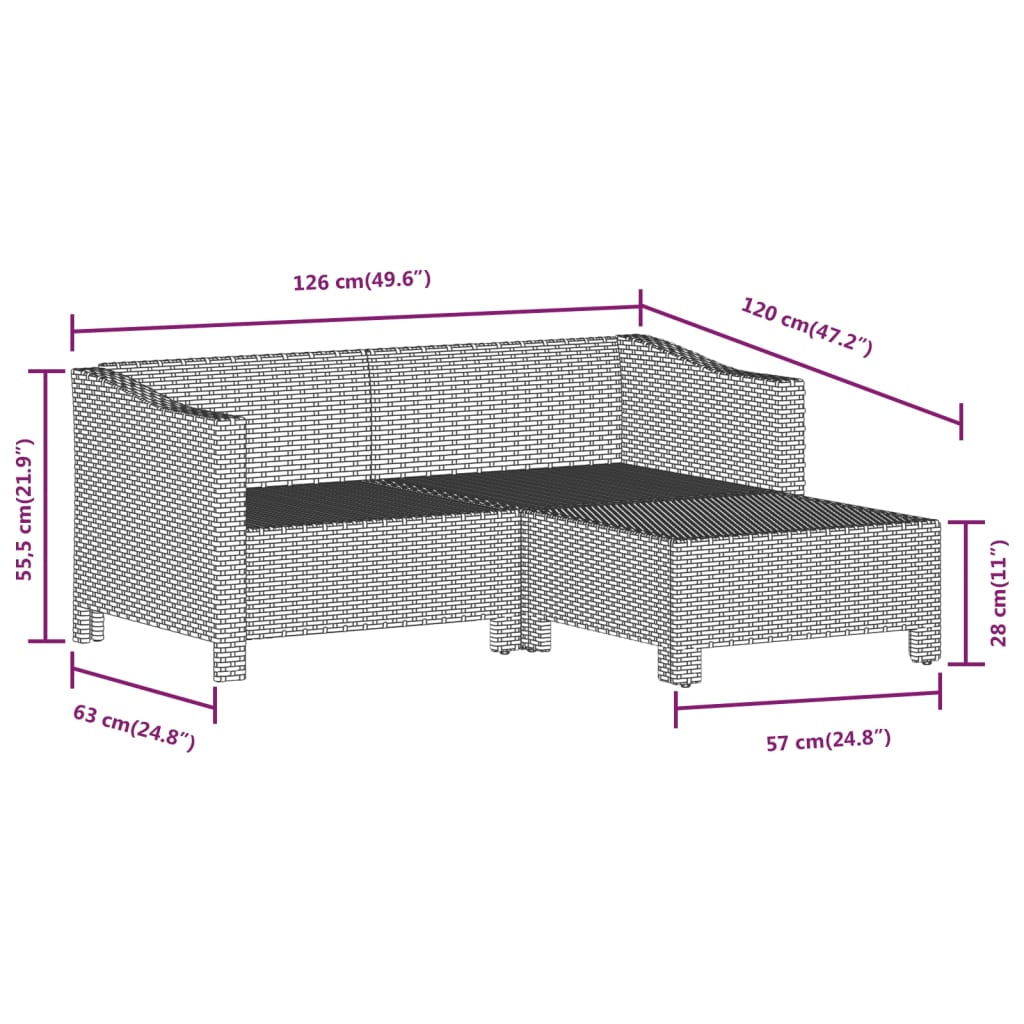 vidaXL 6 Piece Garden Lounge Set with Cushions Grey Poly Rattan