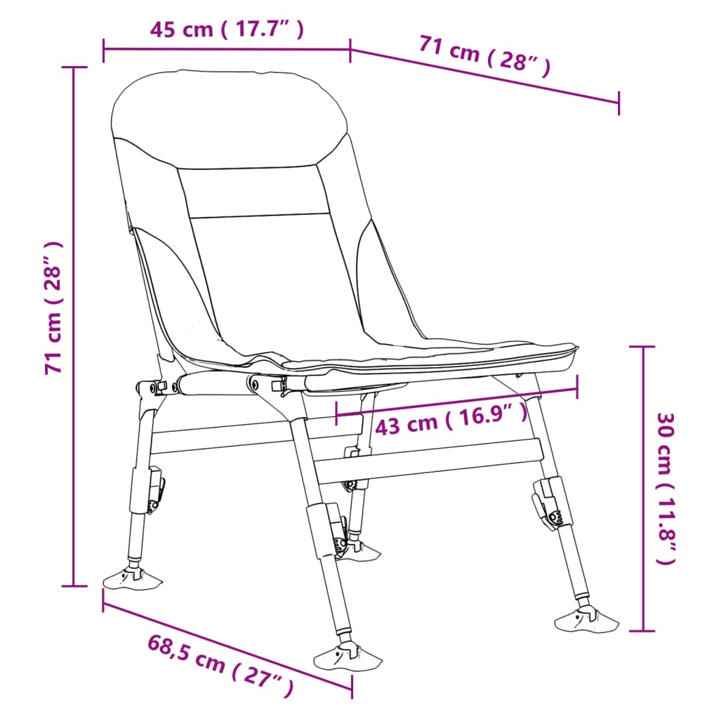 vidaXL Fishing Chair with Adjustable Mud Legs Foldable Camouflage