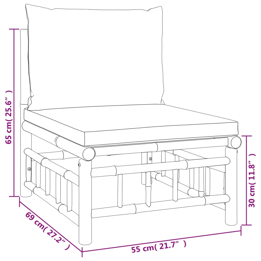 vidaXL 4 Piece Garden Lounge Set with Dark Grey Cushions Bamboo