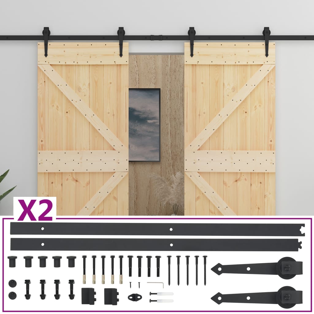 vidaXL Sliding Door with Hardware Set 80x210 cm Solid Pine Wood