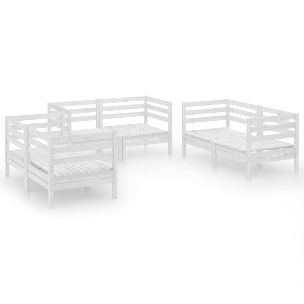 vidaXL 6 Piece Garden Lounge Set White Solid Pinewood