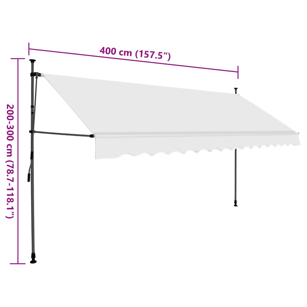 vidaXL Manual Retractable Awning with LED 400 cm Cream