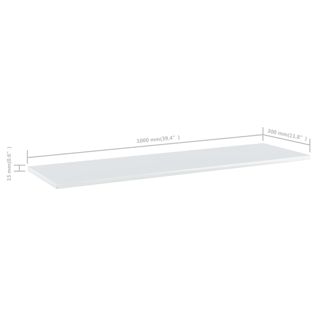 vidaXL Bookshelf Boards 4 pcs High Gloss White 100x30x1.5 cm Engineered Wood